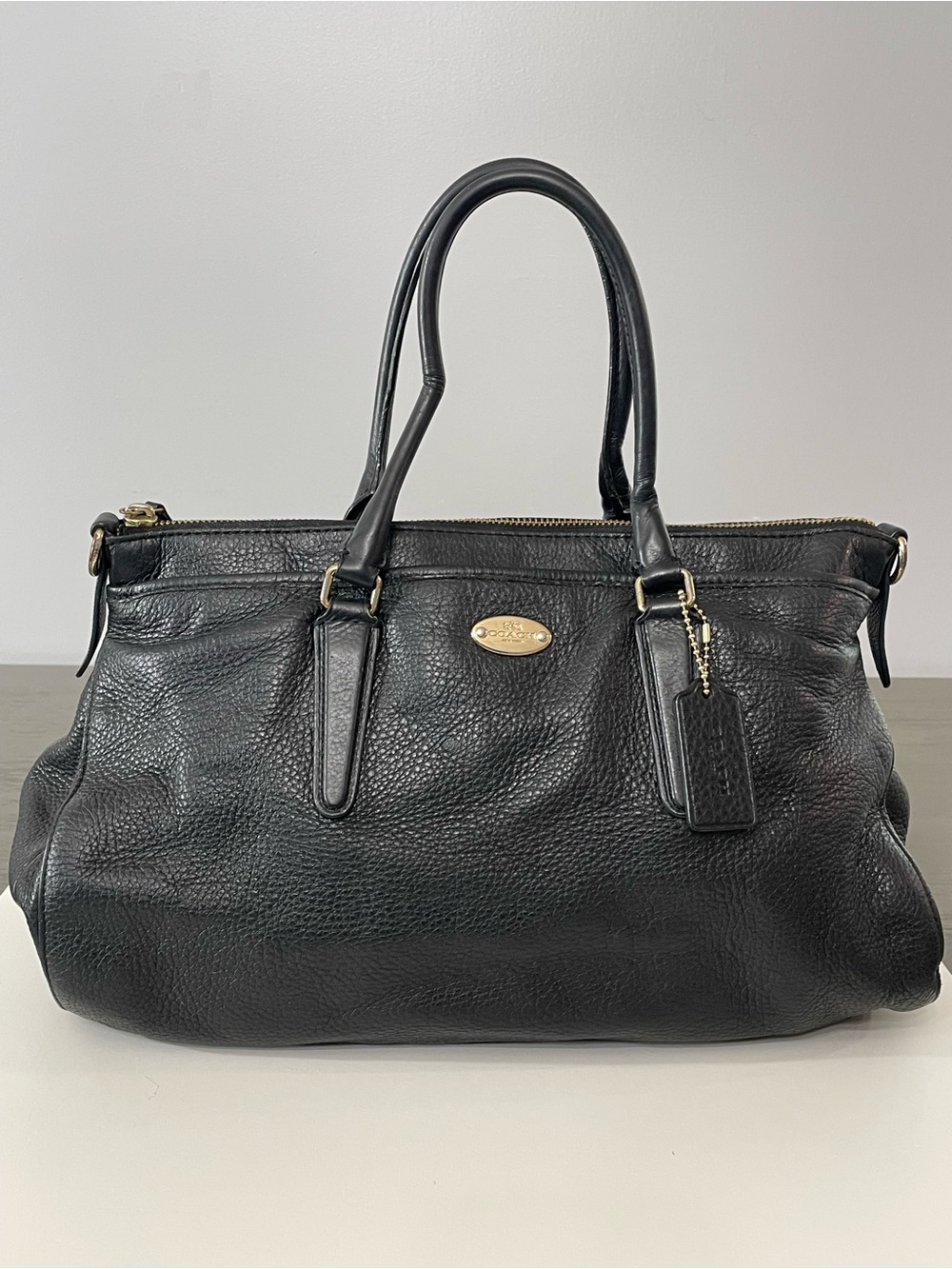 Coach Black Pebbled Leather Satchel with Gold Hardware
